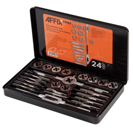Набор метчиков и плашек SK-5 M5-M12, 24 предмета, AFFIX AF35100024C