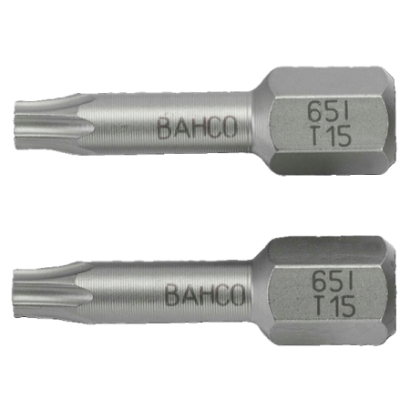 BAHCO 65I/T10-2P Набор торсионных вставок (бит) из нержавеющей стали 1/4 дюйма Torx T10, L=25 мм, 2 шт