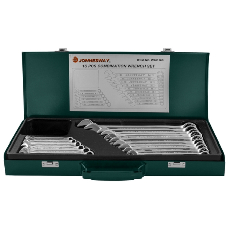 Набор ключей гаечных комбинированных в кейсе, 6-24 мм, 16 предметов, Jonnesway W26116S