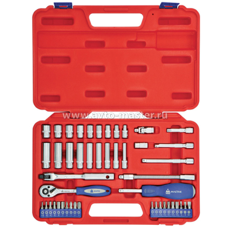Набор инструментов торцевых головок 1/4 дюйма 5-13 мм, 47 предметов, кейс Мастак 0-247C