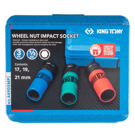 KING TONY 44905MP Набор ударных глубоких торцевых головок 1/2", 17, 19, 21 мм KING TONY 44905MP Набор ударных глубоких торцевых головок 1/2", 17, 19, 21 мм