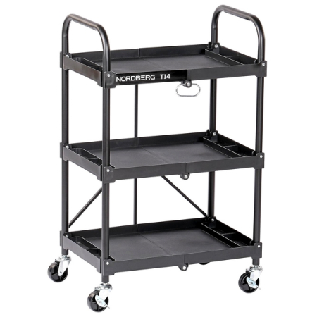 Тележка инструментальная с 3 пластиковыми полками, складная, NORDBERG T14
