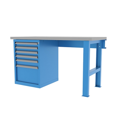 Верстак промышленный Titan однотумбовый, оцинкованная столешница, синий, Ferrum 41.22600-5015