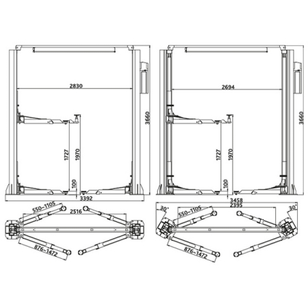 Подъемник автомобильный 2-стоечный электрогидравлический, 4 т, СТАНКОИМПОРТ PG211 (380В)