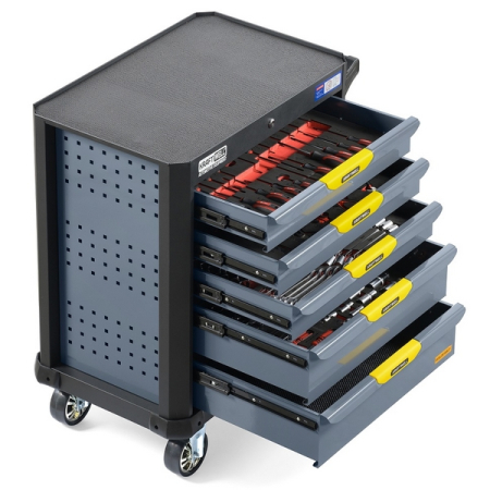 Тележка серая с набором инструментов, 157 предметов, KraftWell KRW-TTG+SET157