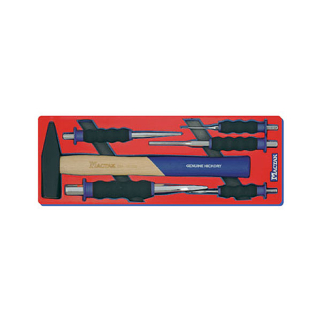 Набор инструментов молоток, зубила, выколотки, кернер в ложементе Мастак 5-9006