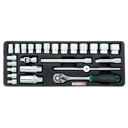 Набор головок и аксессуаров 3/8", 25 пр., в ложементе TOPTUL GCAT2502