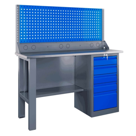 Верстак слесарный гаражный однотумбовый, экран, Верстакофф SLF 141.15.2-1R