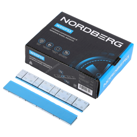 NORDBERG W510FS3 Грузики самоклеящиеся (4x5г+4x10г, L=14см) Fe квадратные, 50 лент