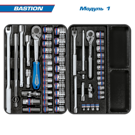 KING TONY 9G38-100MRR Набор инструментов "BASTION", 204 предмета, в красной тележке