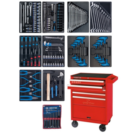 KING TONY 932-000MR Набор инструментов в красной тележке, 173 предмета KING TONY 932-000MR Набор инструментов в красной тележке, 173 предмета