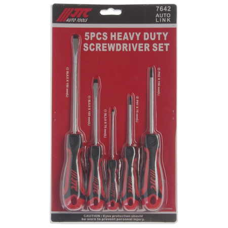 Набор отверток усиленных Slotted, Phillips, 5 предметов, JTC-7642