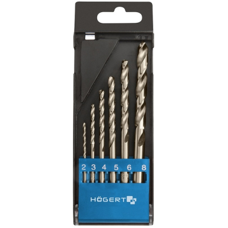 Набор сверл по металлу, Co5%, 2-8 мм, 6 шт, HOEGERT HT6D186