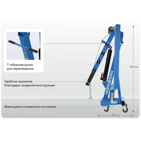 NORDBERG N3707 Кран гидравлический складной, 680 кг, под паллеты