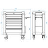 Тележка инструментальная, 7 ящиков, KING TONY 87G31-7B-BK