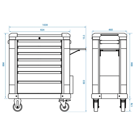 Тележка инструментальная, 7 ящиков, KING TONY 87G31-7B-BK