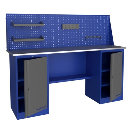 Верстак слесарный гаражный двухтумбовый с экраном Верстакофф PROFFI-E 218 Т Т Э