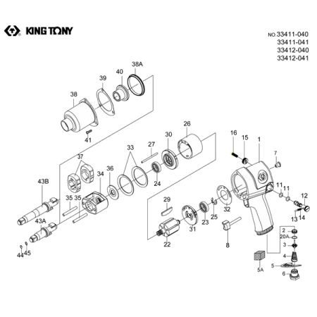 Ремкомплект для гайковерта 33411-040, втулка оси KING TONY 33411-A40
