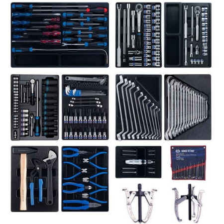 KING TONY 946-100MRD-MT Набор инструментов для тележки, 10 ложементов, 204 предмета