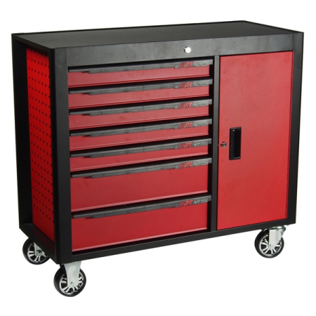 Тележка инструментальная, 7 ящиков, боковой отсек, красная JTC-S1067