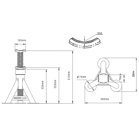 BAHCO BH3HD12000 Подставка под машину, регулируемая, 12 тонн