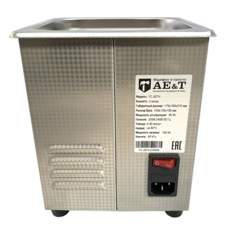 Мойка деталей ультразвуковая 2 л, с подогревом, AE&T TC-20TH