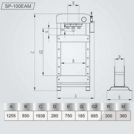 Пресс пневмогидравлический напольный, 100 т, SNIT SP-100EAM