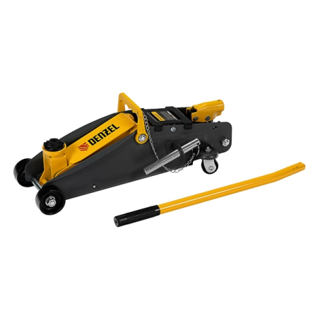 Домкрат гидравлический подкатной с фиксатором, для автолюбителя, 2.8 т, 135-385 мм, DENZEL 51155