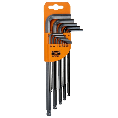 BAHCO BE-9785 Набор Г-образных шестигранников, удлиненных, с шаровыми наконечниками, 0,05-3/8 дюйма, 13 предметов