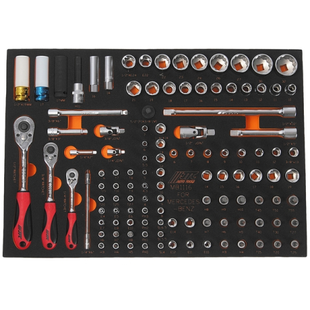 Набор слесарно-монтажных инструментов (Mercedes) в ложементе, 116 предметов, JTC-MB1116