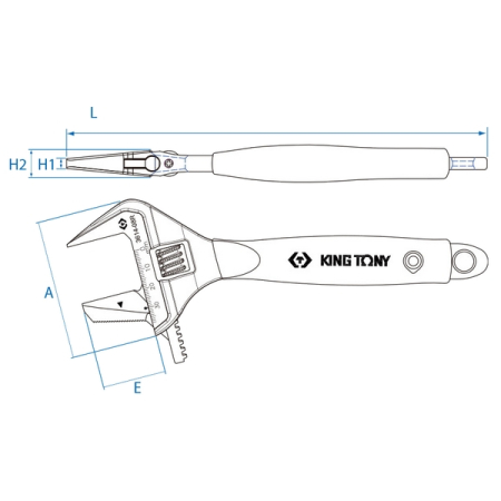 KING TONY 3614-08R Ключ разводной 212x38 мм, с изменяемой губкой