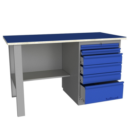 Верстак промышленный однотумбовый с металлической столешницей Верстакофф GRAND 1500 Д6