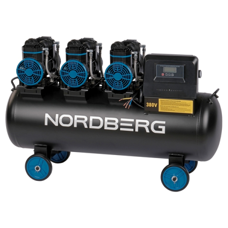 NORDBERG NCEO100/750 Компрессор поршневой безмасляный 380В, ресивер 100л, 750л/мин
