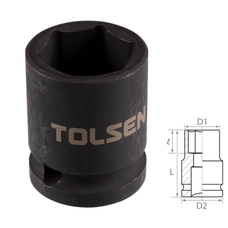 Головка торцевая ударная шестигранная 1/2", 21 мм, TOLSEN TT18221