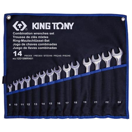 KING TONY 12D15MRN01 Набор комбинированных ключей, 8-24 мм, чехол из теторона, 14 предметов KING TONY 12D15MRN01 Набор комбинированных ключей, 8-24 мм, чехол из теторона, 14 предметов