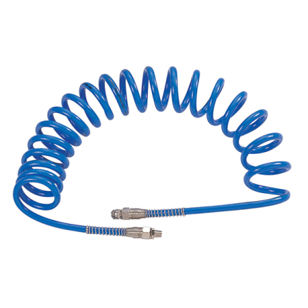 Шланг пневматический спиральный высокого давления полиуретановый с резьбовыми наконечниками 3/8 дюйма Mighty Seven SD-23315