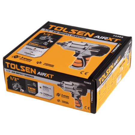Гайковерт пневматический ударный 1/2", 880 Нм, TOLSEN TT73362 Гайковерт пневматический ударный 1/2", 880 Нм, TOLSEN TT73362
