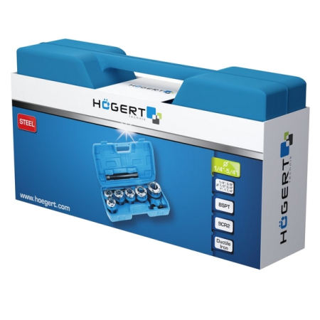 Набор клуппов для нарезания трубной резьбы 1/4"–1.1/4" HOEGERT HT1P635