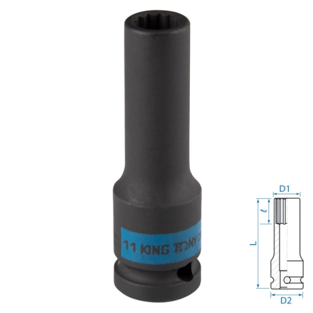 KING TONY 443011M Головка торцевая ударная глубокая двенадцатигранная 1/2", 11 мм KING TONY 443011M Головка торцевая ударная глубокая двенадцатигранная 1/2", 11 мм