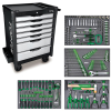 Тележка с набором инструментов, 213 предметов, 7 ящиков, черная, TOPTUL GE-21351