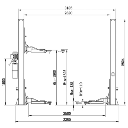 Подъемник автомобильный двухстоечный электрогидравлический, 4 т, СТАНКОИМПОРТ ПГН2-4.0 (М) (380В)