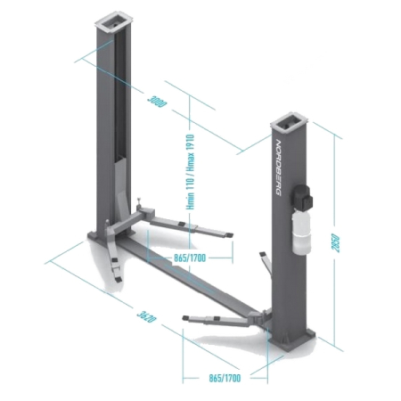 Nordberg N4122AE-5B Подъемник автомобильный 2-стоечный электрогидравлический, 5 т, электростопора, 380V, синий