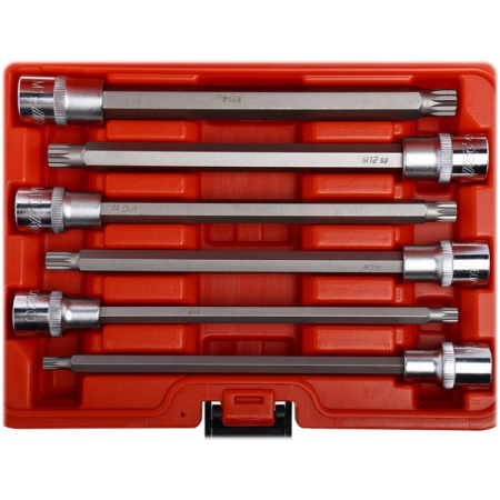 Набор бит-головок 1/2" SPLINE M6-M14, L=200 мм, 6 предметов, JTC-7260