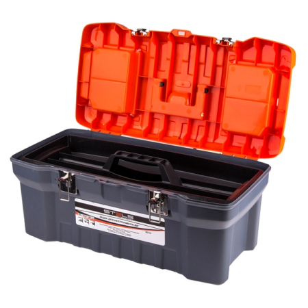 Ящик для инструментов пластиковый с металлическими замками 22", 560x235x280 мм, Stels 90713