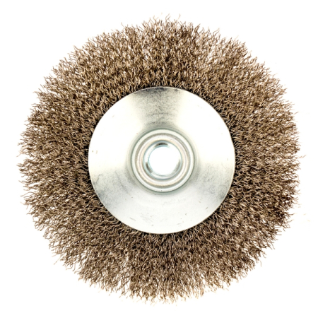 Щетка для УШМ тарелка, 125 мм, витая нержавеющая проволока 0.3 мм, М14, DENZEL 746163