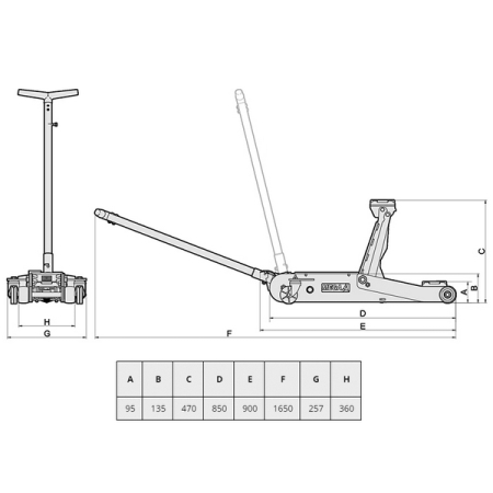 Подкатной гидравлический домкрат, 3 тонны, MEGA GT3 Grey