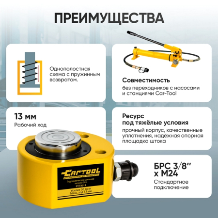 Гидравлический цилиндр низкий 30 т Car-tool CT-T3013