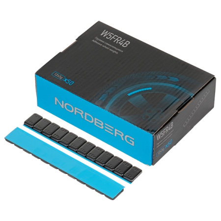 NORDBERG W5FR4B Грузики самоклеящиеся (12x5г, L=14см) Fe закругленные черные, 50 лент