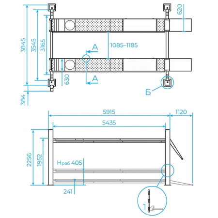 NORDBERG 4465B (380V) Подъемник автомобильный 4-стоечный электрогидравлический, 6.5 т, для сход-развала, синий