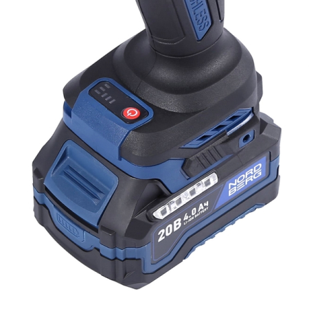 NORDBERG NE808K Гайковерт аккумуляторный, 1/2", 1000Нм, 20В, с двумя 4А акк. и зар. уст-вом, кейс
